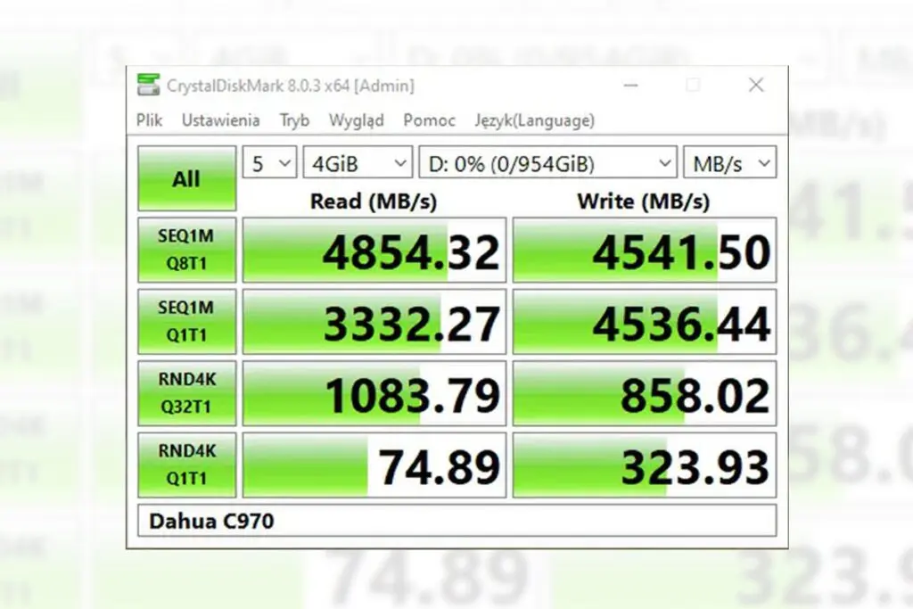 benchmark crystaldiskmark dysku dahua