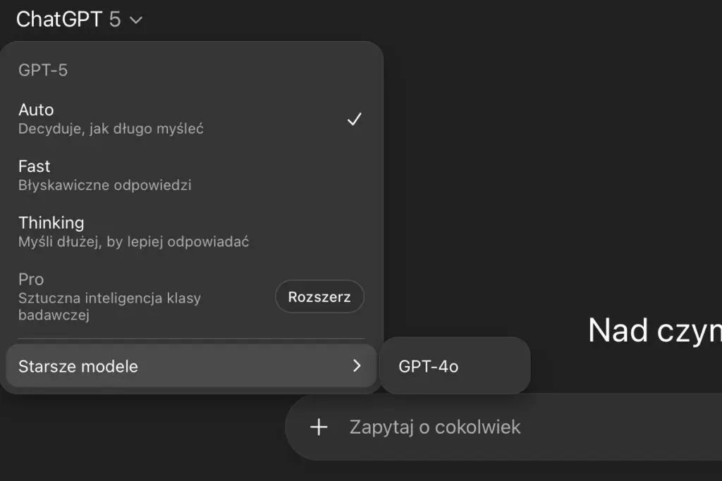 screnshot z chat gpt-5