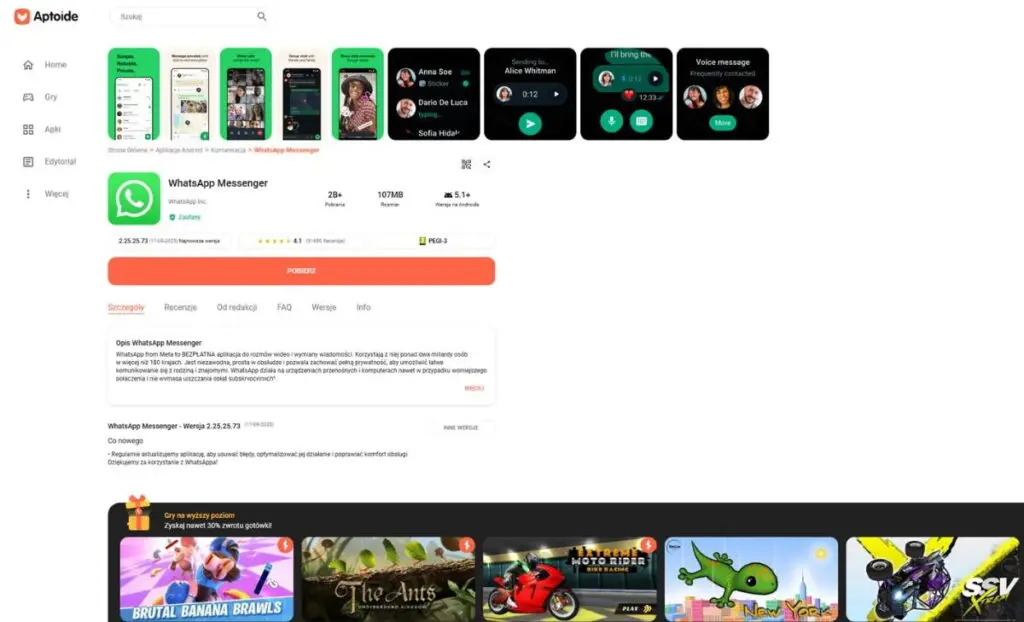 Symbol "Zaufany" na karcie Whatsappa do pobrania