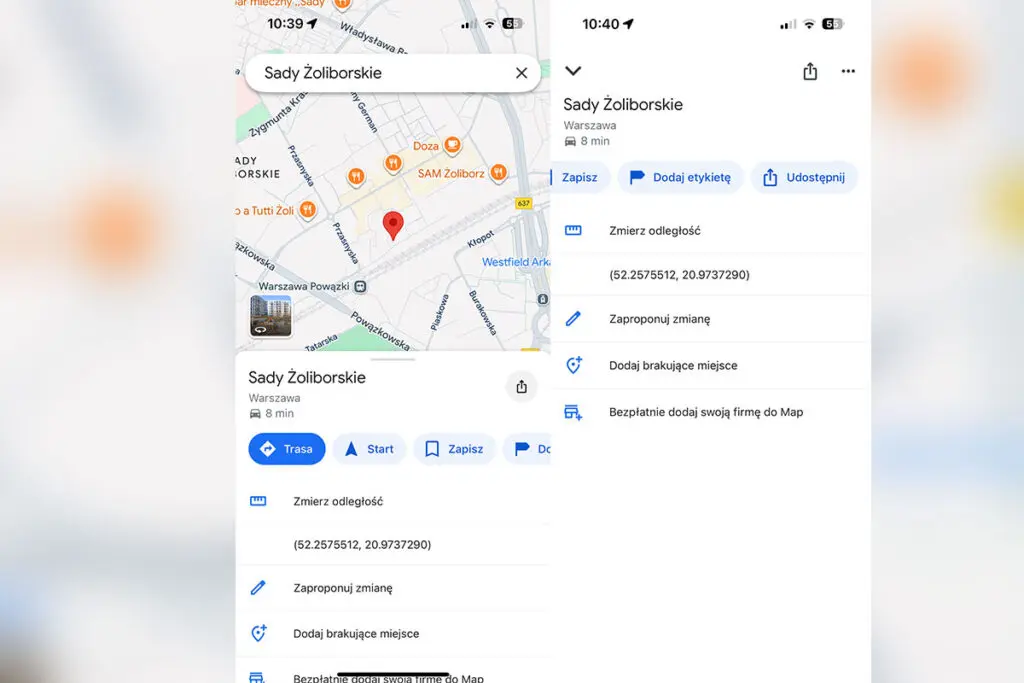 jak zrobić pinezkę w google map na telefonie