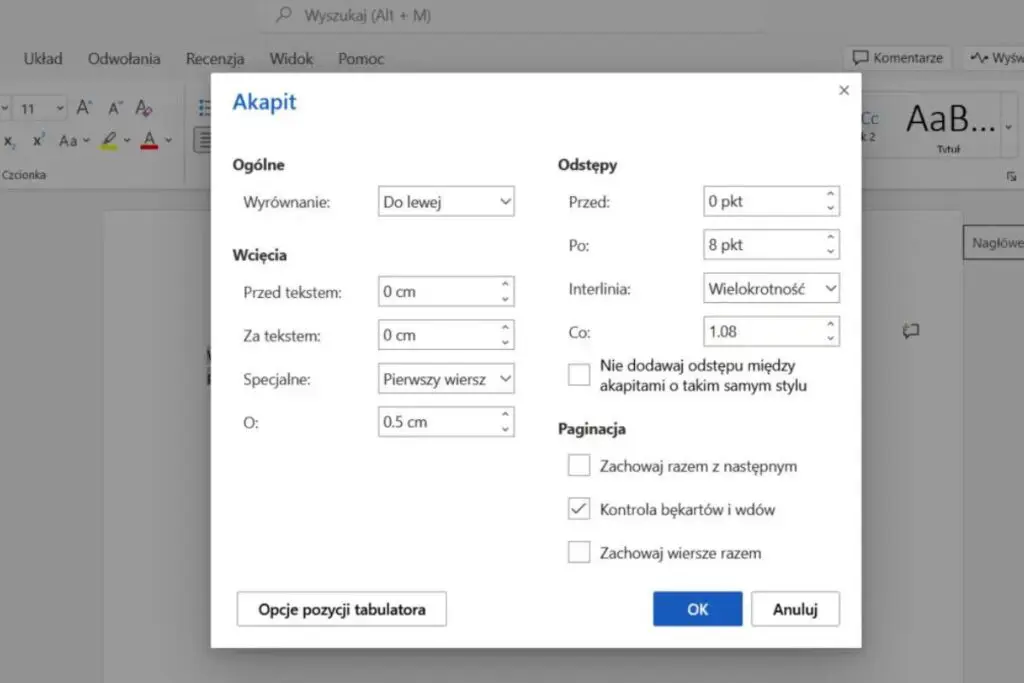 Jak zrobić akapit w Wordzie