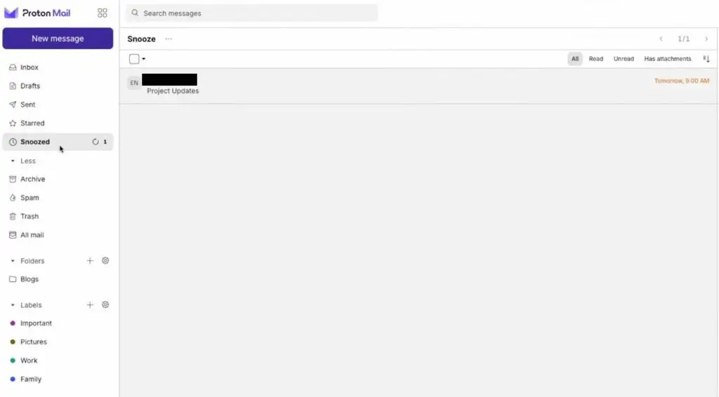 Inbox w Proton Mail