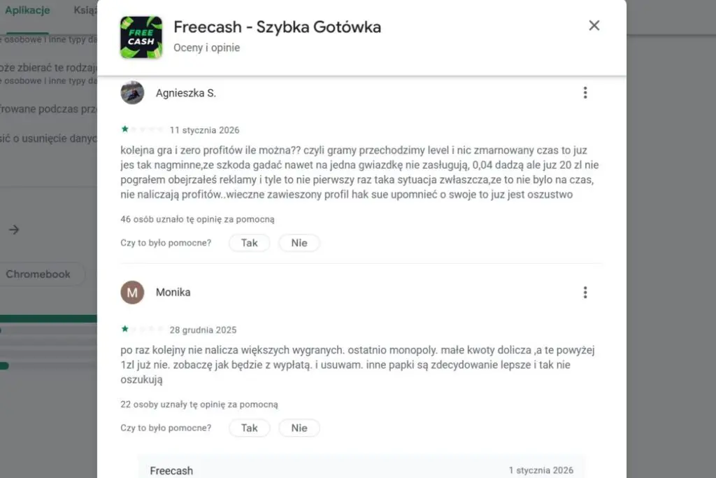 Recenzje apki Freecash