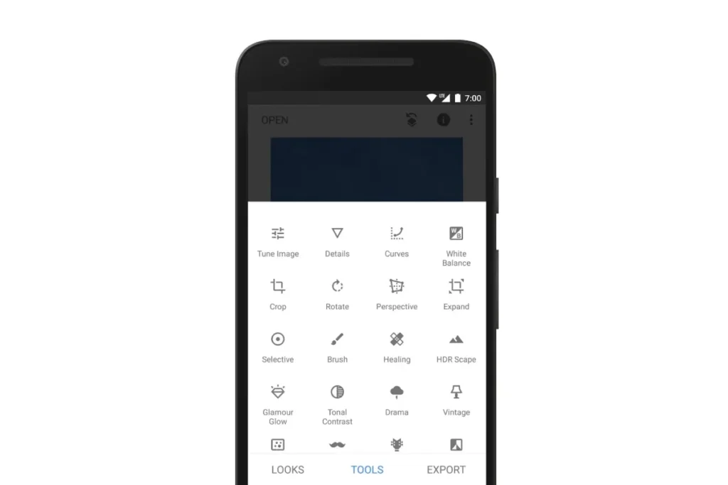snapseed lista funkcji