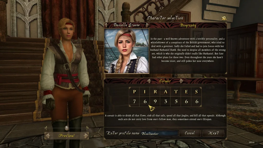 wybór postaci w caribbean legend age of pirates